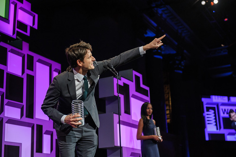 Zach Woods of Silicon Valley Accepts Webby Award Presented to HBO GO at The 19th Annual Webby Awards