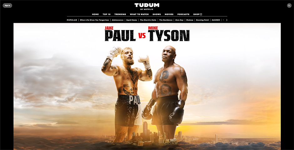 "Jake Paul vs Mike Tyson Live on Netflix" hub