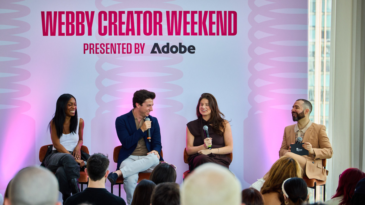 (L-R) Rajni Jacques, Eitan Bernath, Remi Bader, and Webby GM Nick Borenstein