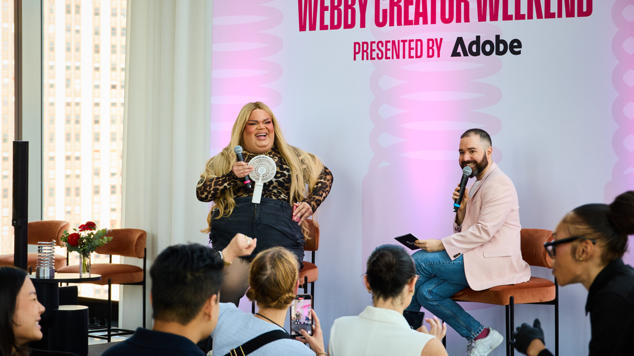 Jools Lebron (L) sits with Webby GM, Nick Borenstein